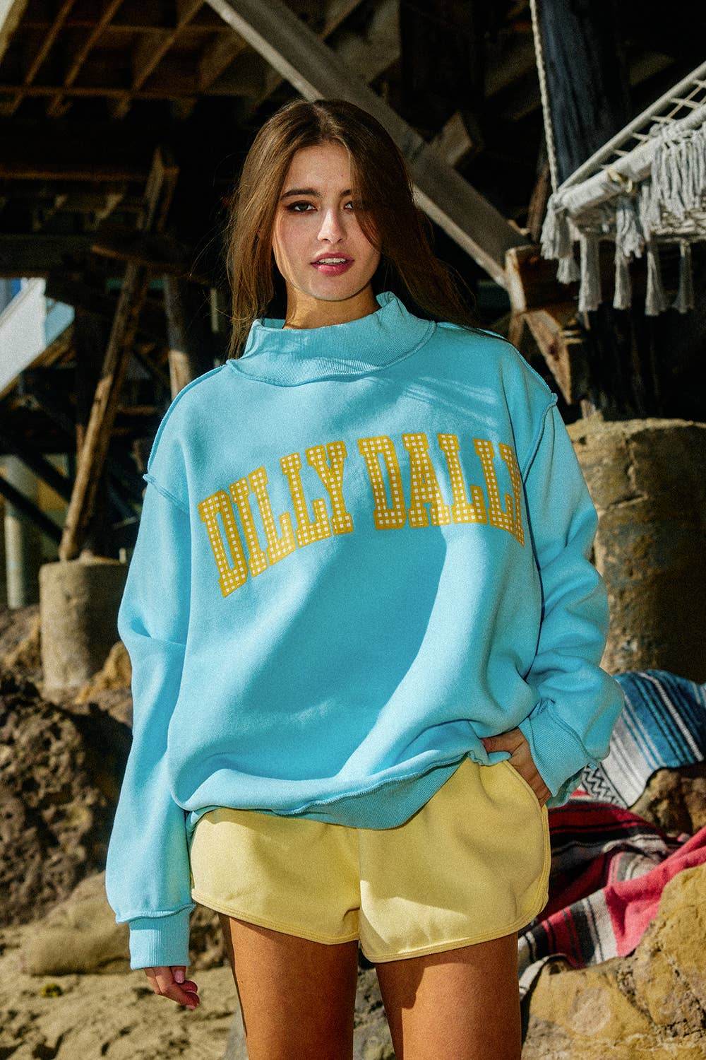 Dilly Dally/ Lolly Gag Reversible Mockneck Sweatshirt