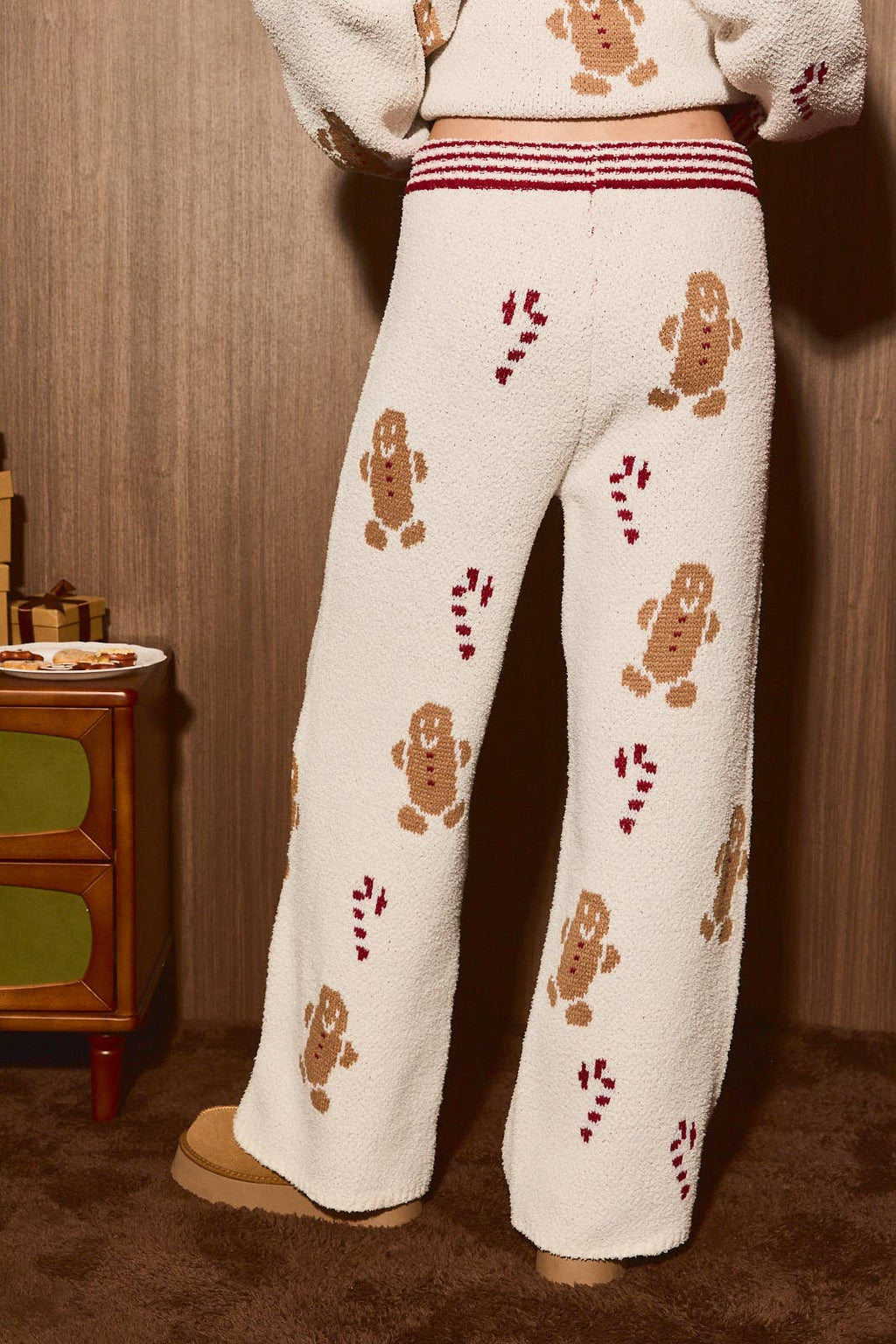 Gingerbread Wishes Wide Leg Knit Pants