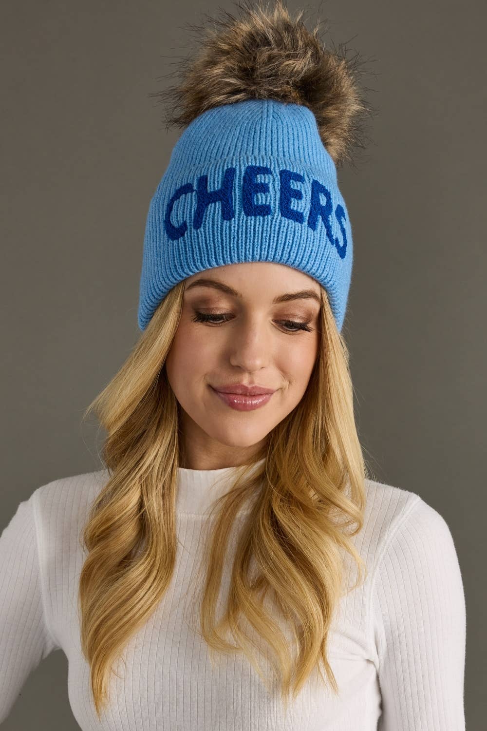 Blue Cheers Knit Pom Hat