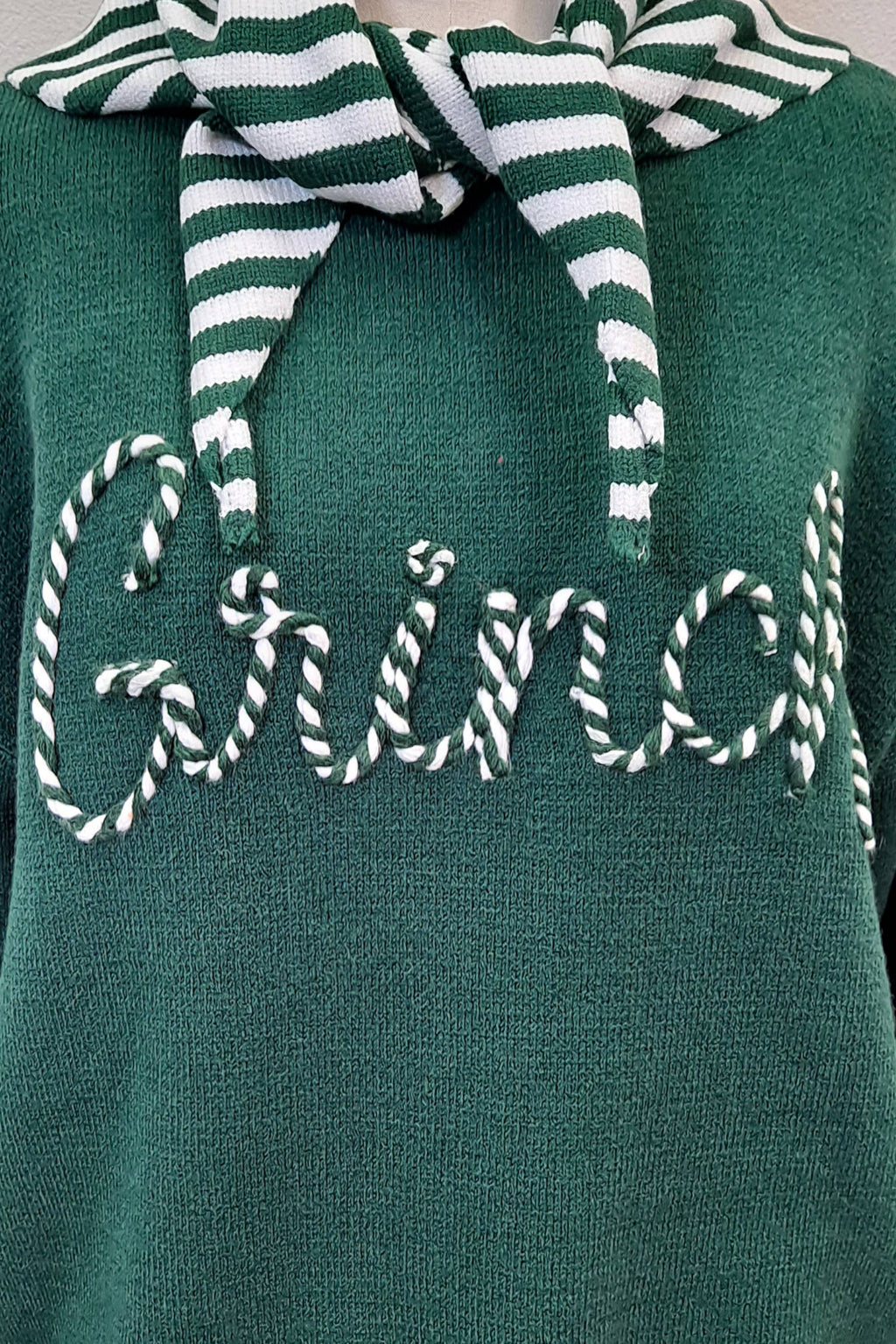 Grinch Christmas Sweater & Hooded Scarf Set