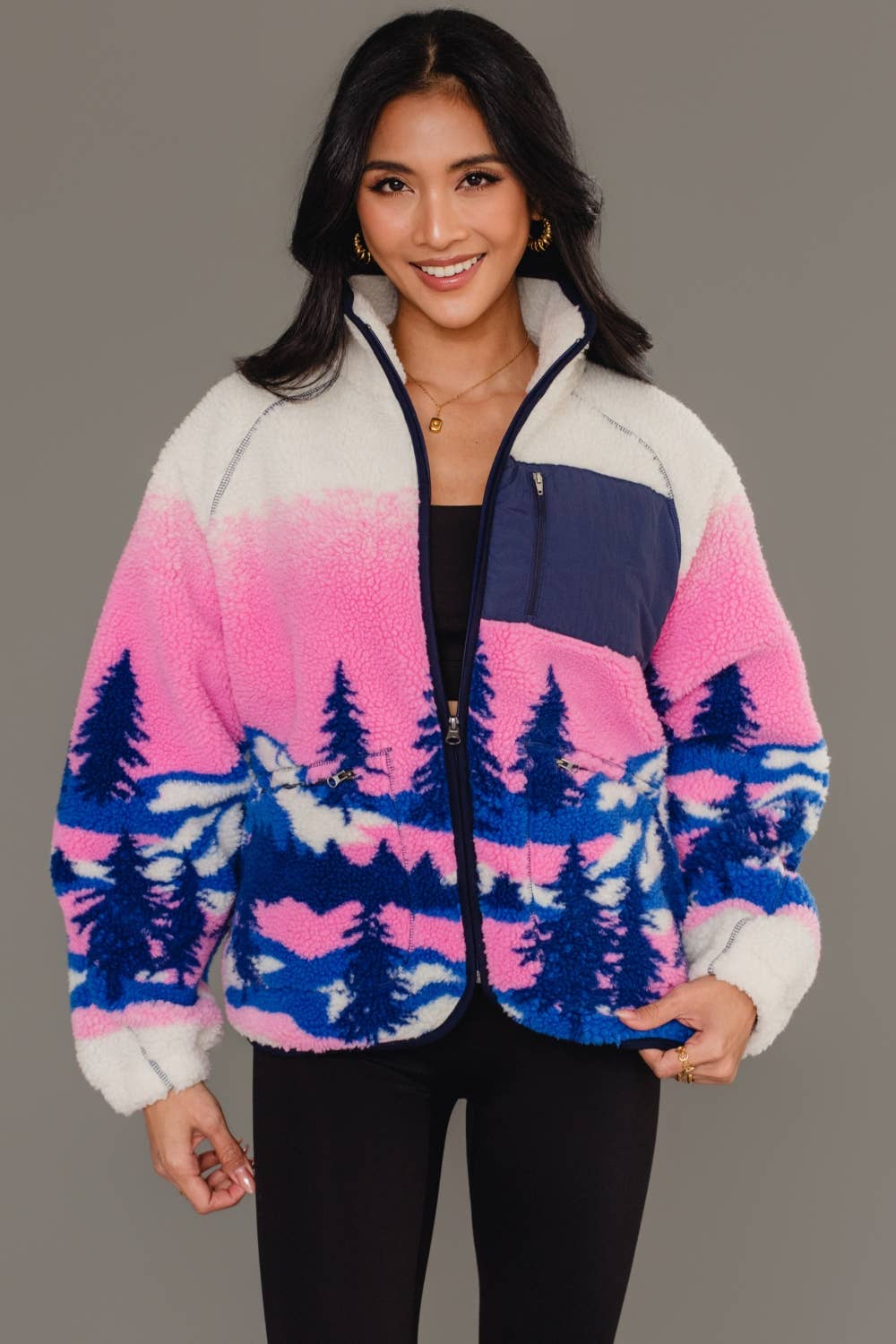 Mountain Scene Fleece Jacket