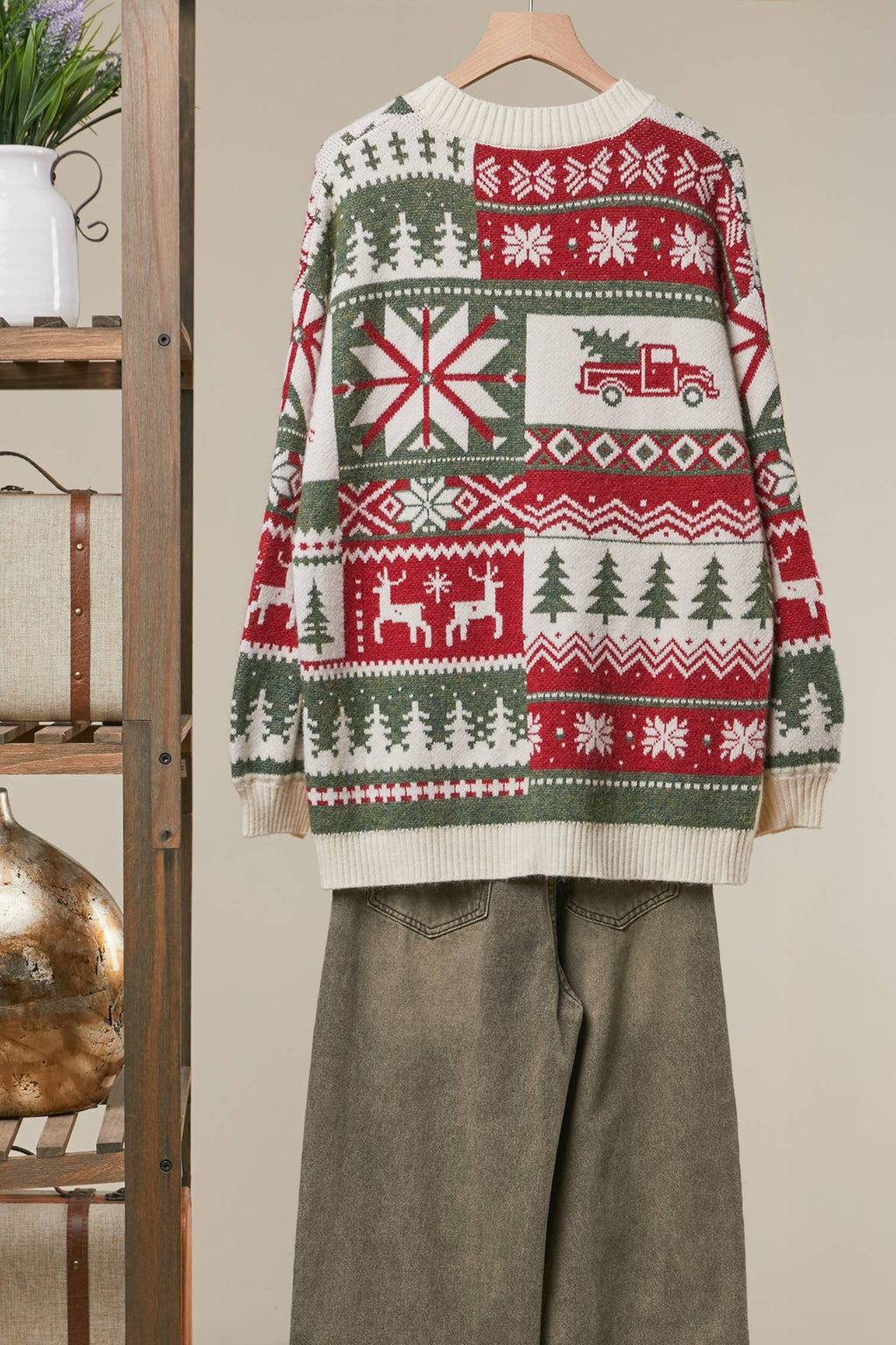 Christmas Patchwork Knit Cardigan