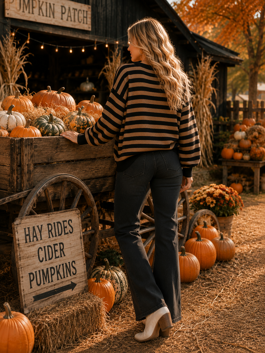 Pumpkin Stripe Knit Sweater
