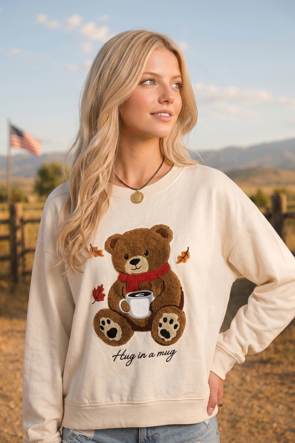 Cozy Teddy Bear Coffee Sweatshirt