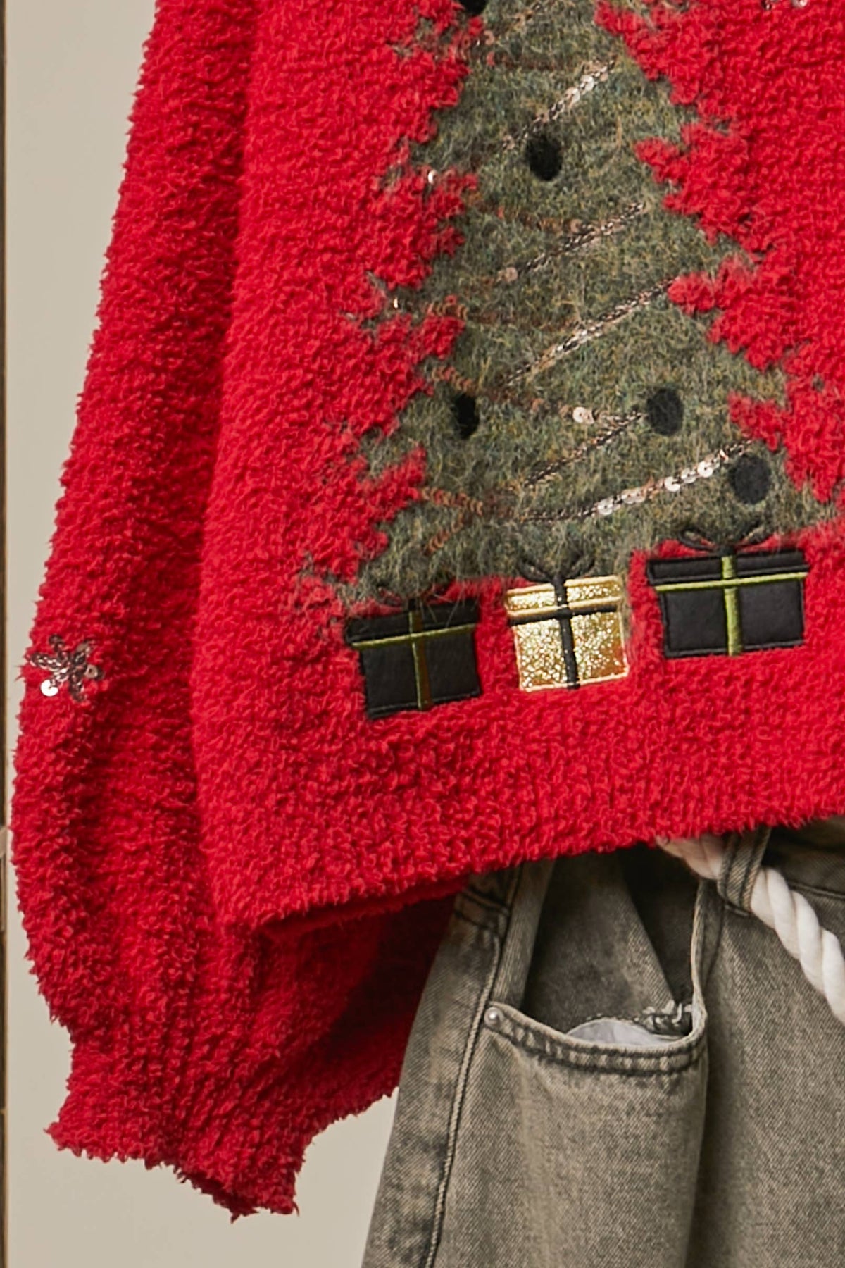 Christmas Tree Embroidered Soft Cardigan