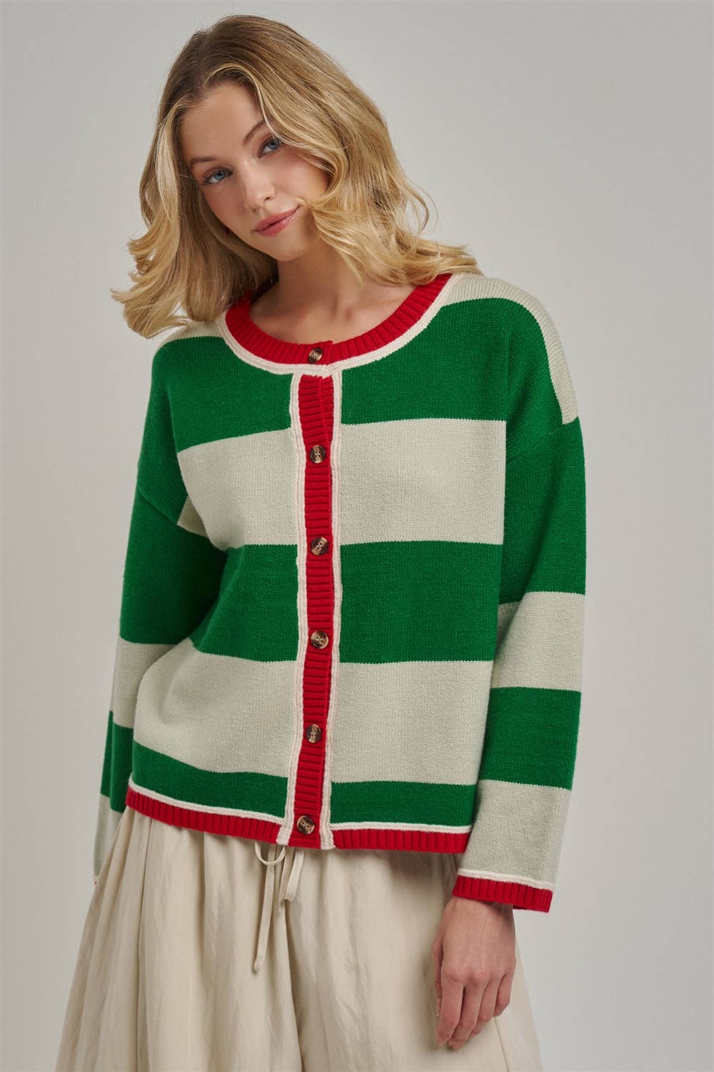 Merry & Bright Striped Christmas Cardigan