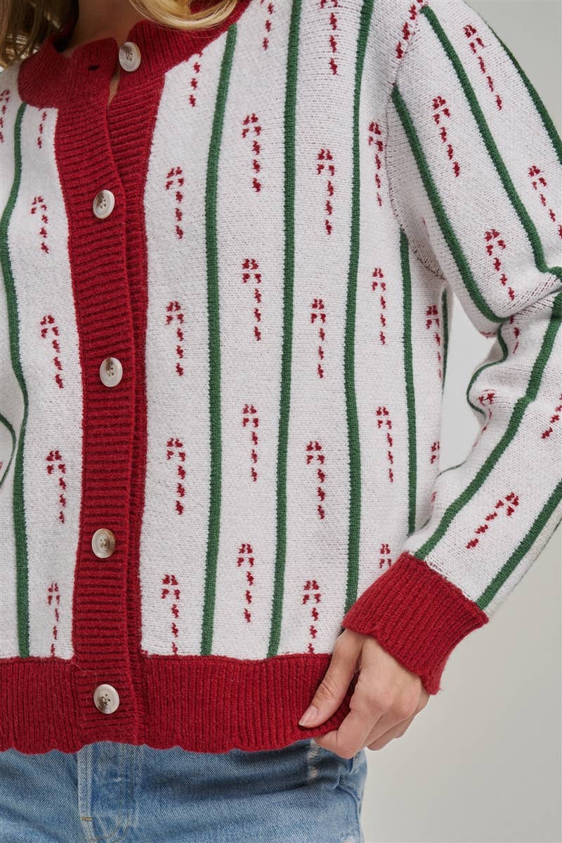 Candy Cane Lane Christmas Cardigan