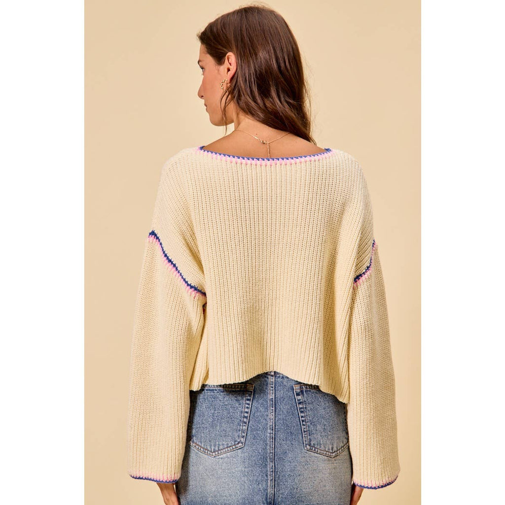 Multicolor Square Crochet Sweater Top