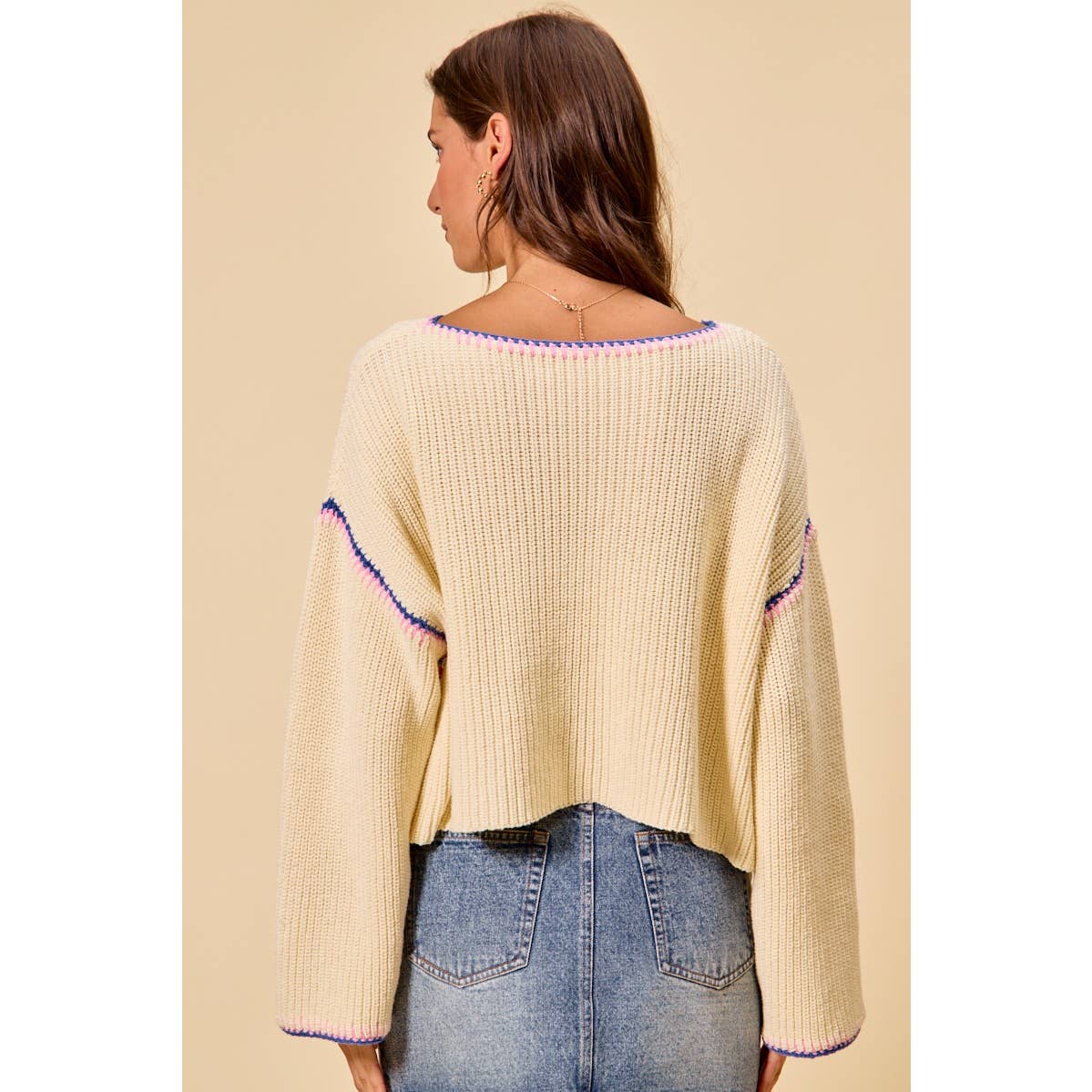 Multicolor Square Crochet Sweater Top
