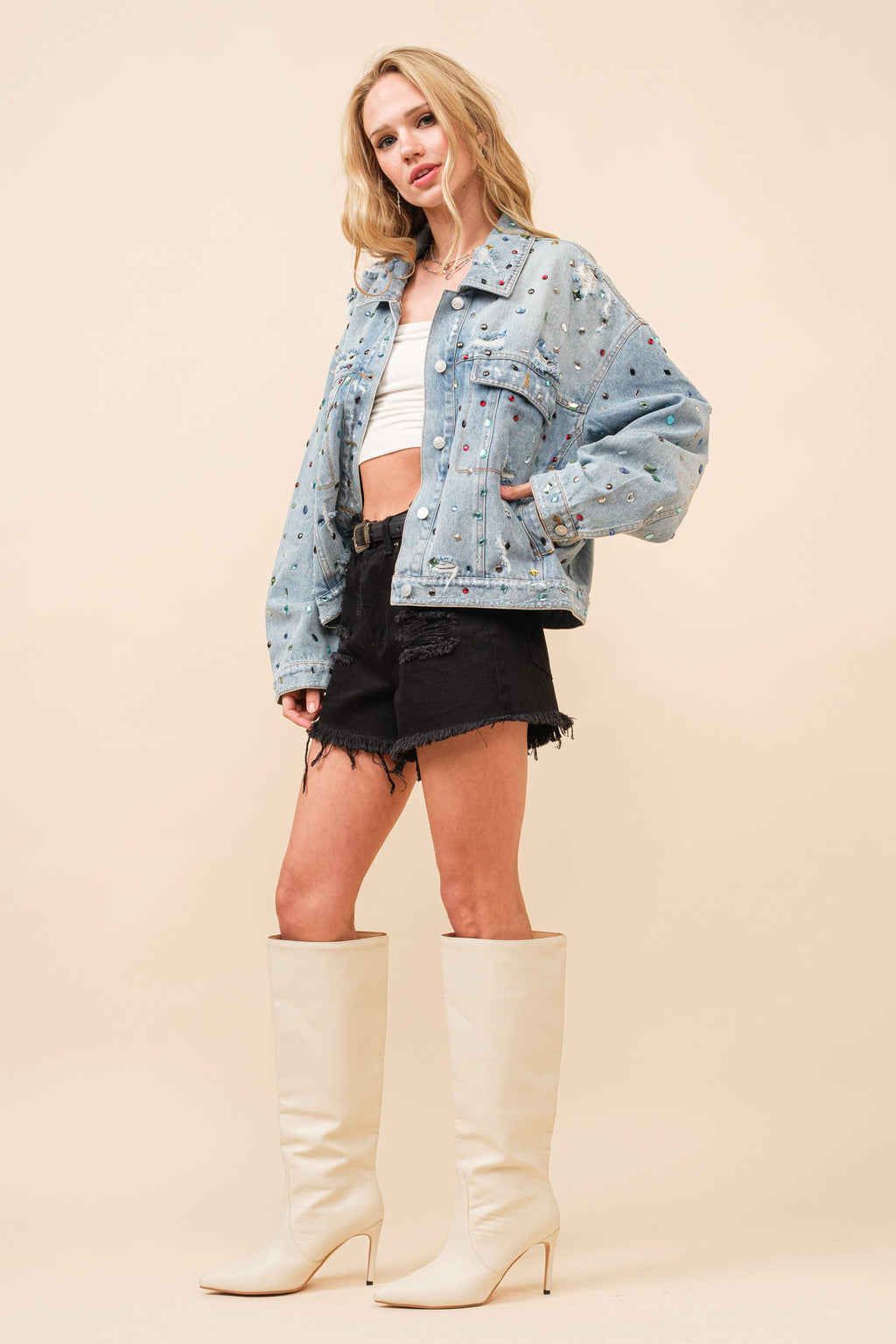 All That Sparkles Embellish Stone Denim Jacket