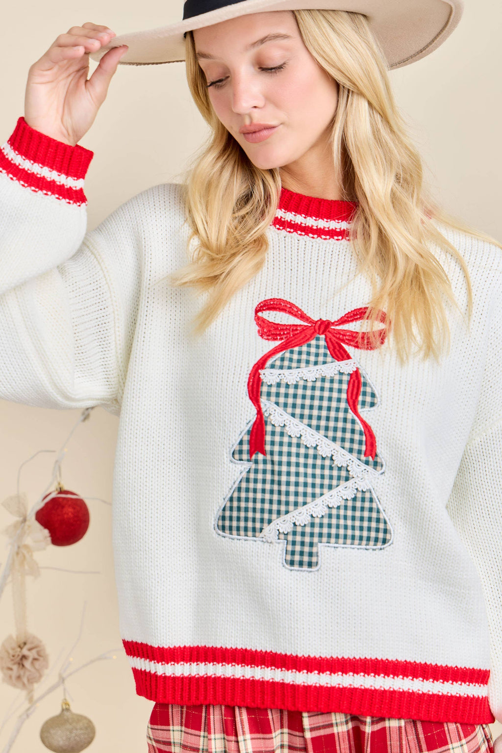Plaid Tidings Christmas Tree Sweater