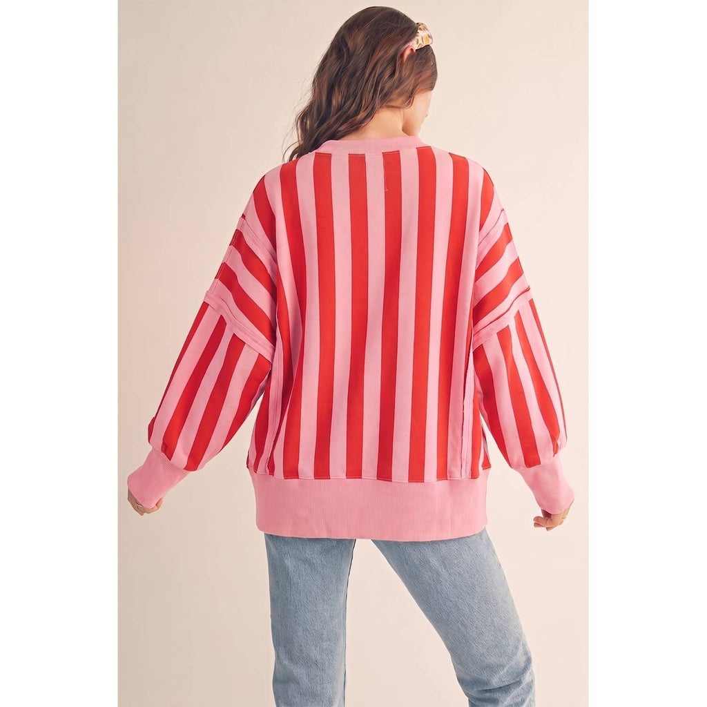 Holly Jolly Neon Stripe Christmas Sweatshirt