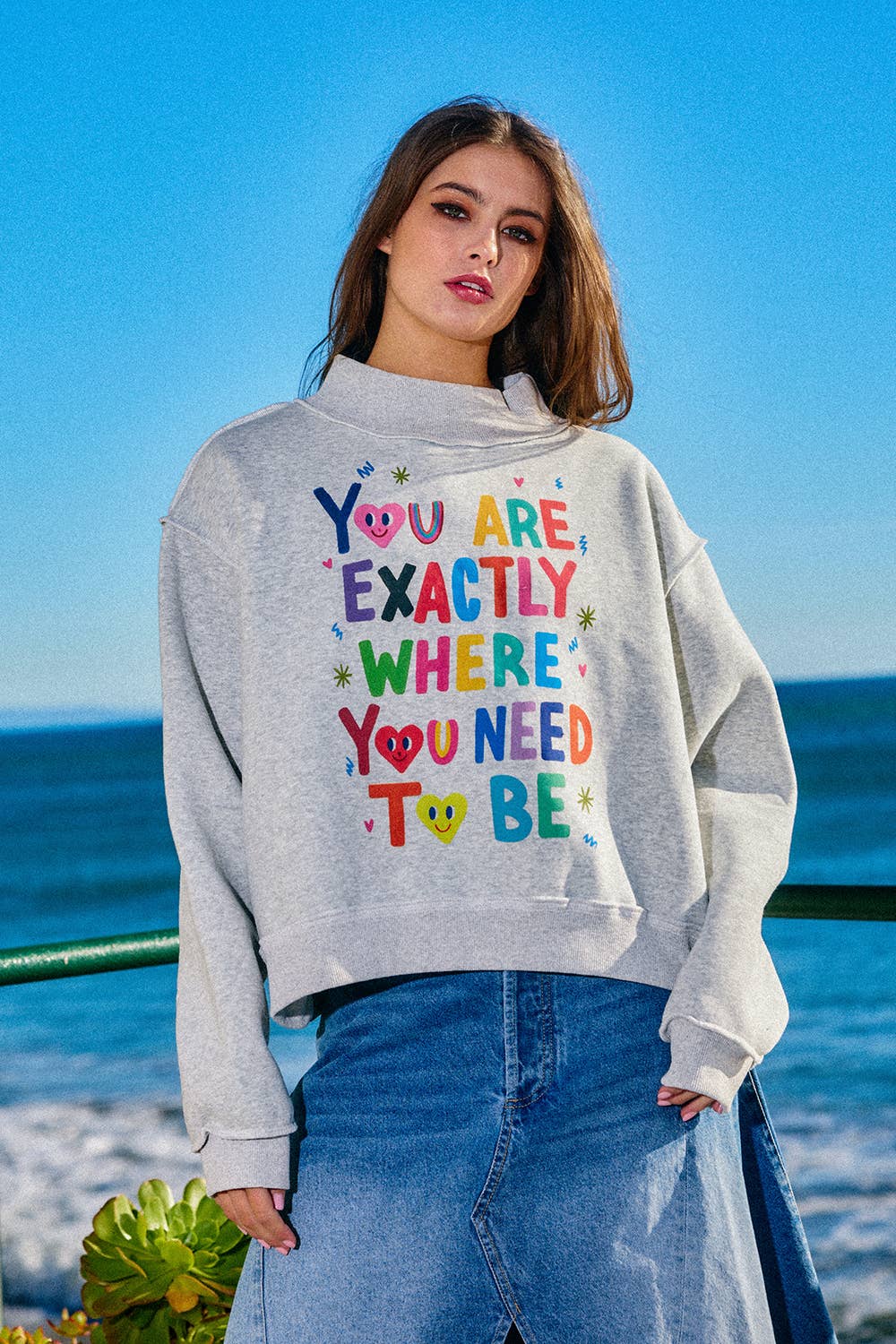 Exactly Where You Need to Be Reversible Mock-Neck Sweatshirt