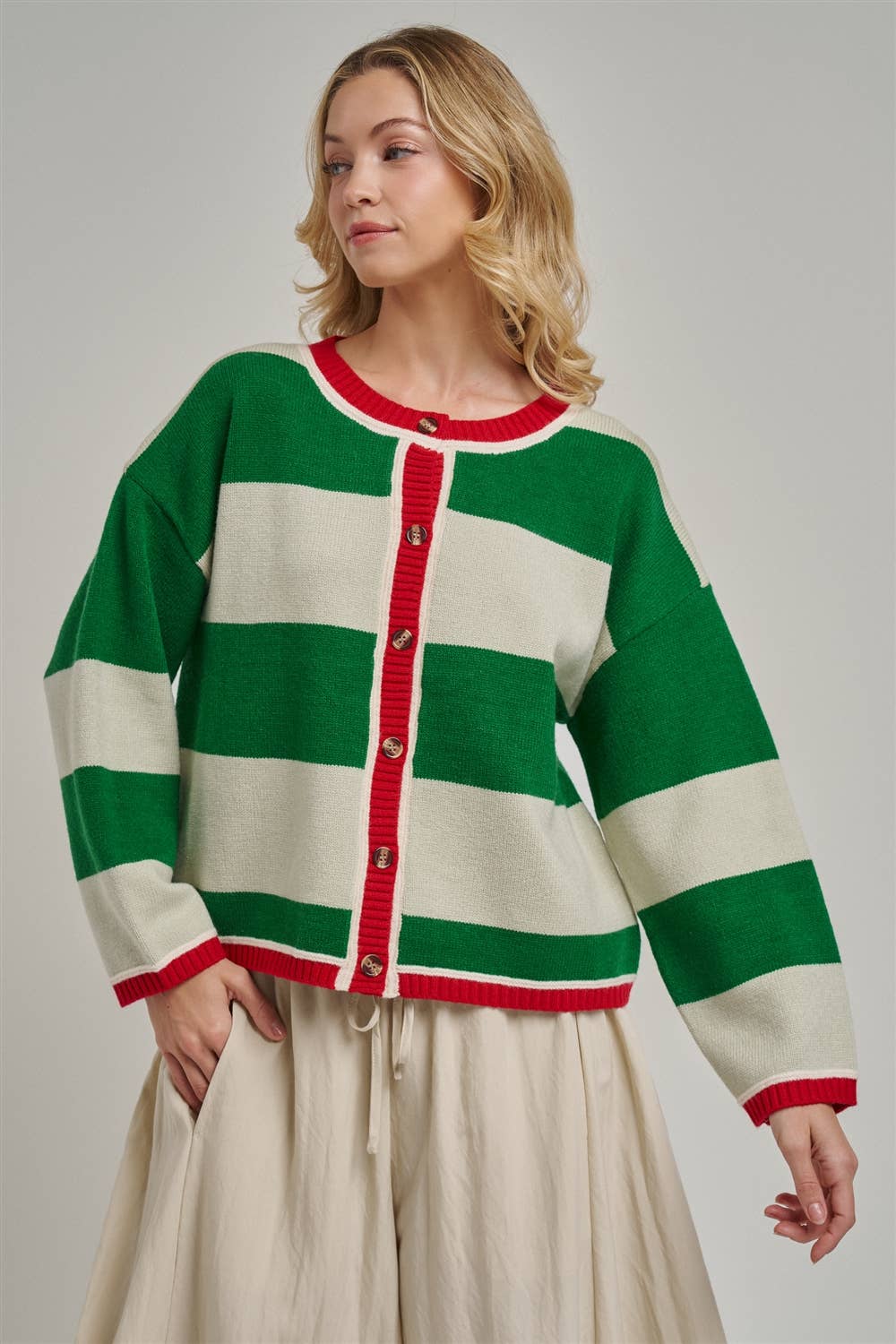 Merry & Bright Striped Christmas Cardigan