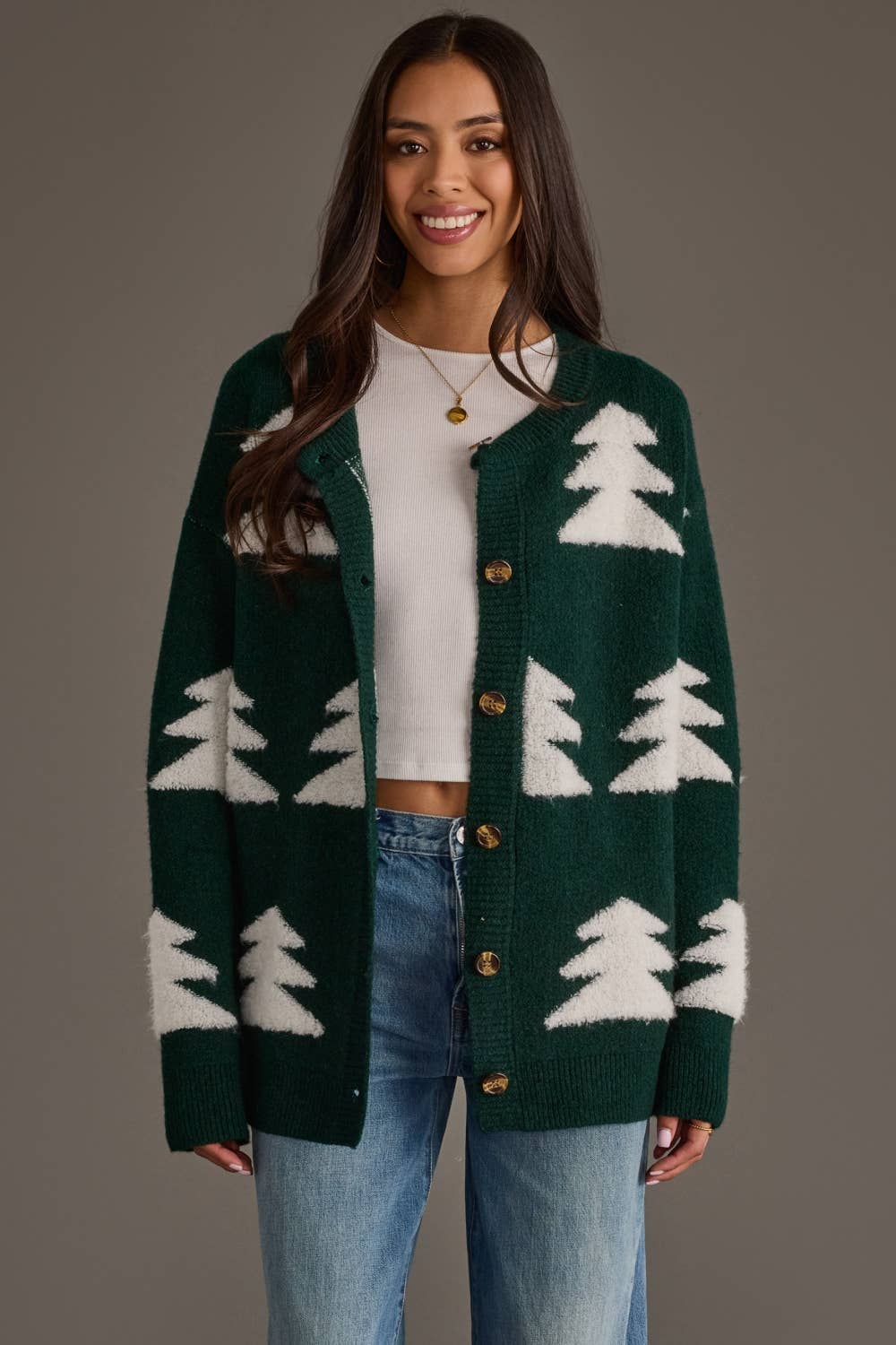 Evergreen Christmas Tree Cardigan