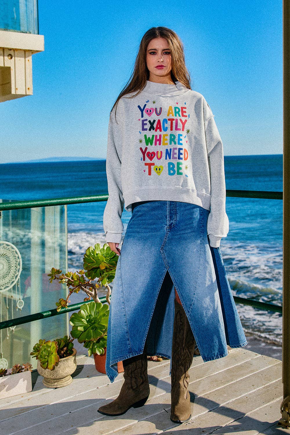 Exactly Where You Need to Be Reversible Mock-Neck Sweatshirt