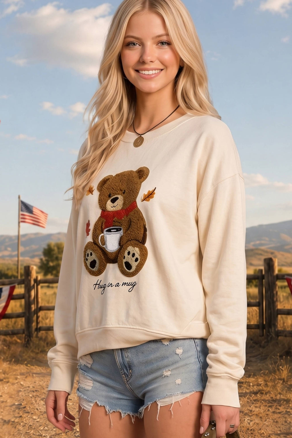 Cozy Teddy Bear Coffee Sweatshirt