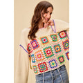 Multicolor Square Crochet Sweater Top