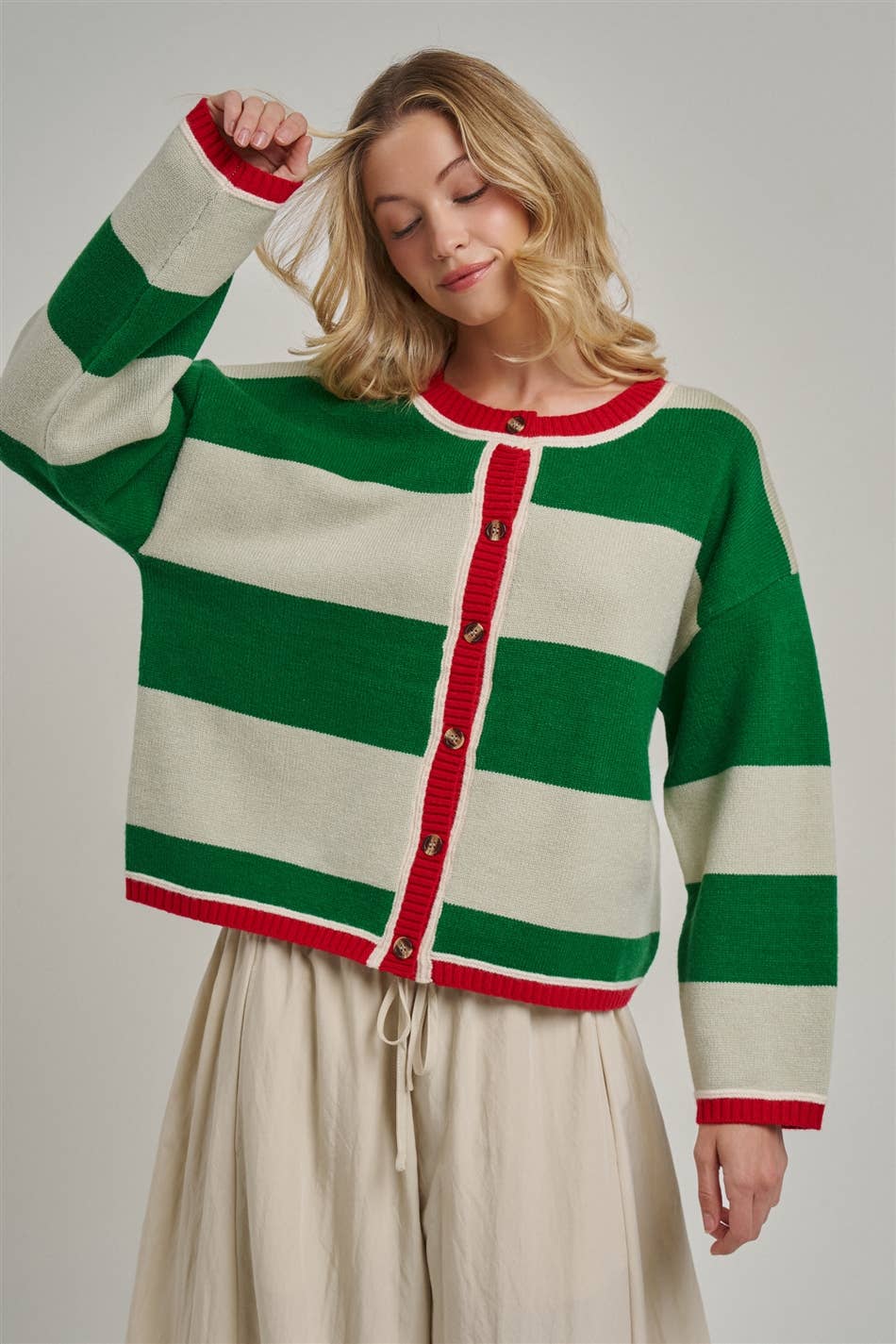 Merry & Bright Striped Christmas Cardigan