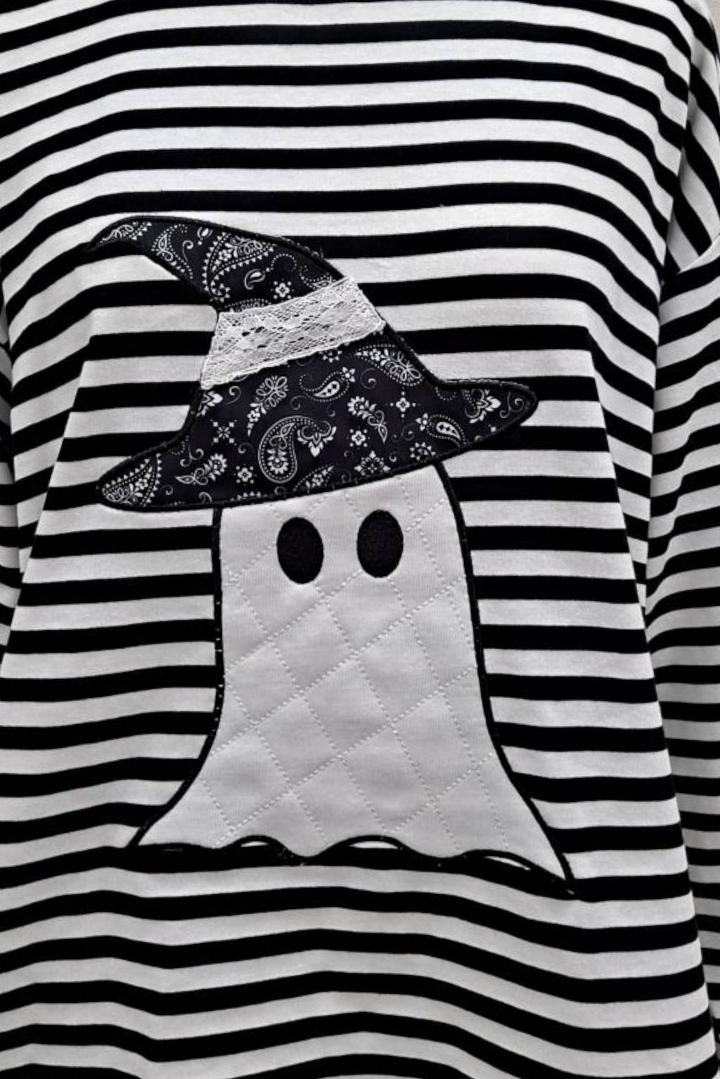 Hey Boo Striped Ghost Top