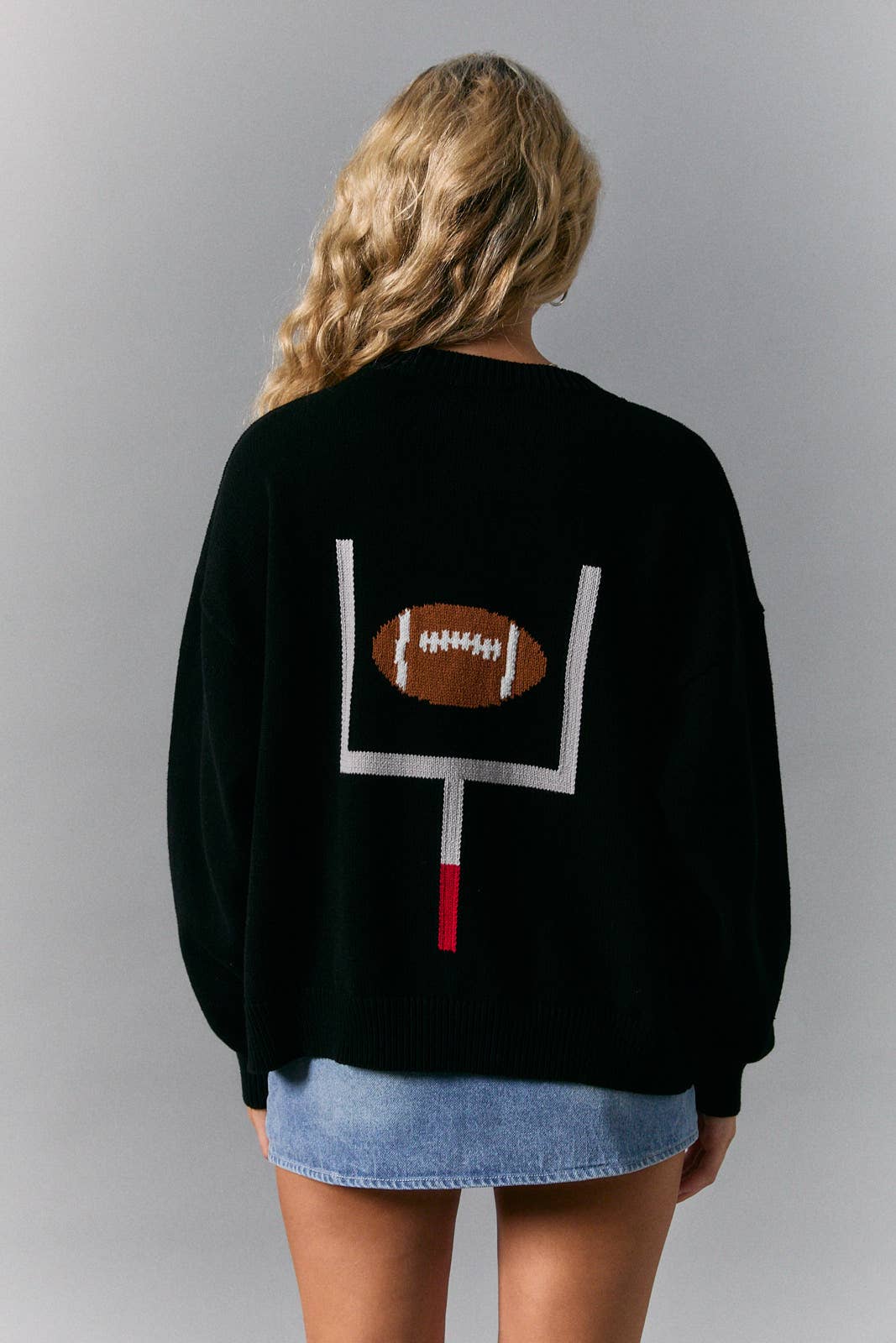 End Zone Black Football Game Day Cardigan