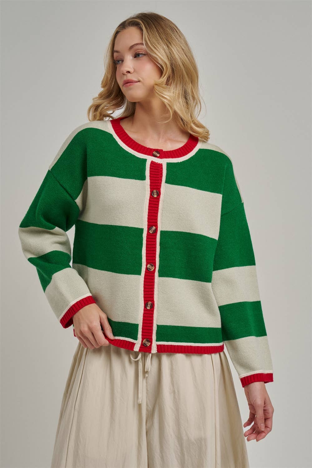 Merry & Bright Striped Christmas Cardigan